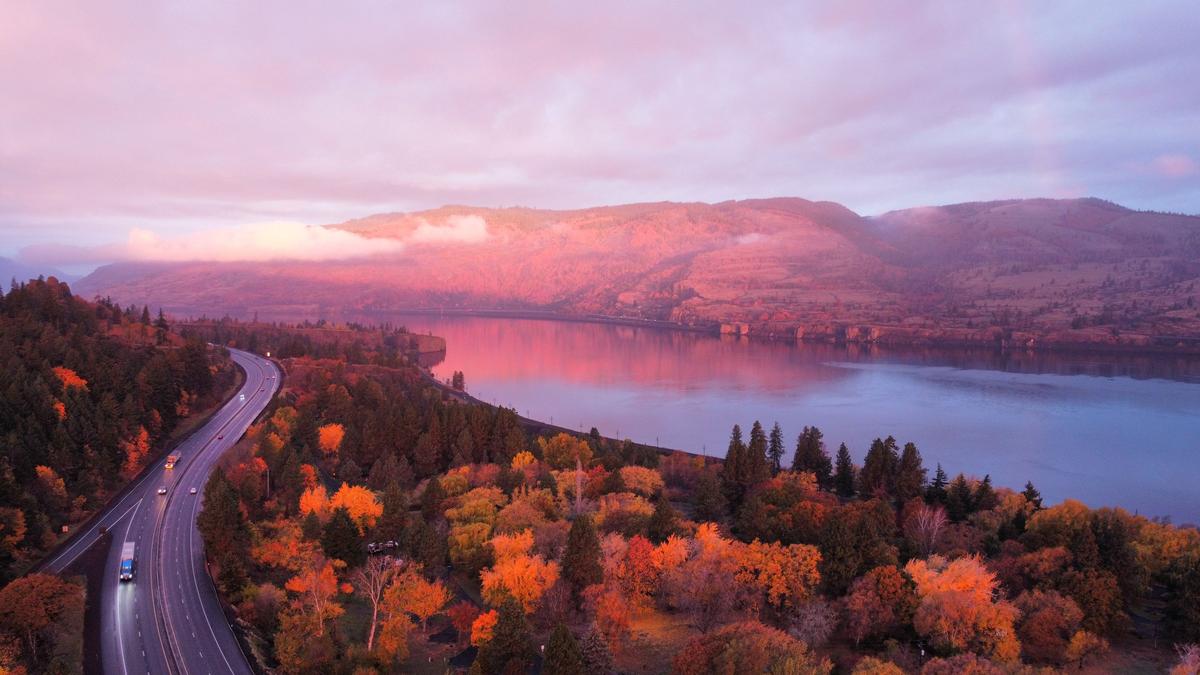 The Dalles, Oregon at sunset